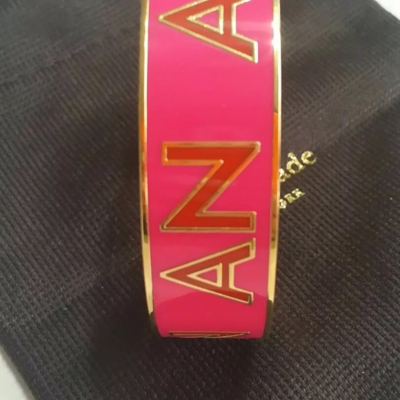 KATE SPADE ♤ NEW YORK "PLAN AN ADVENTURE / OFF YOU GO" HOT PINK BRACELET. - Picture 5 of 8